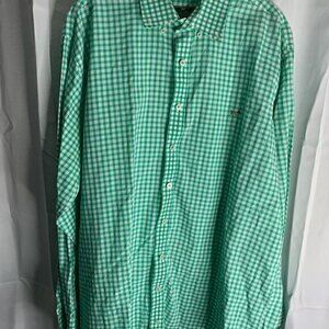 Southern Point Co Shirt Men's XL, Green White Plaid, Hadley Button Down Dog Logo